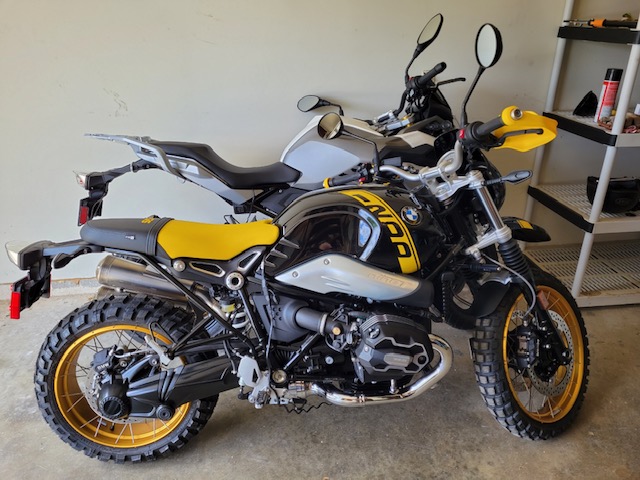 BMW G310 GS next to the BMW R Nine T Urban GS.