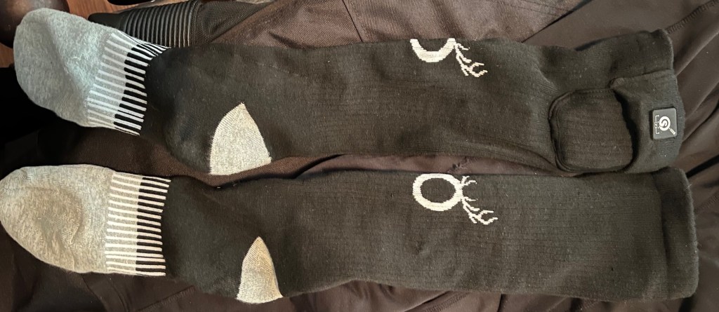 black and silver heated socks
