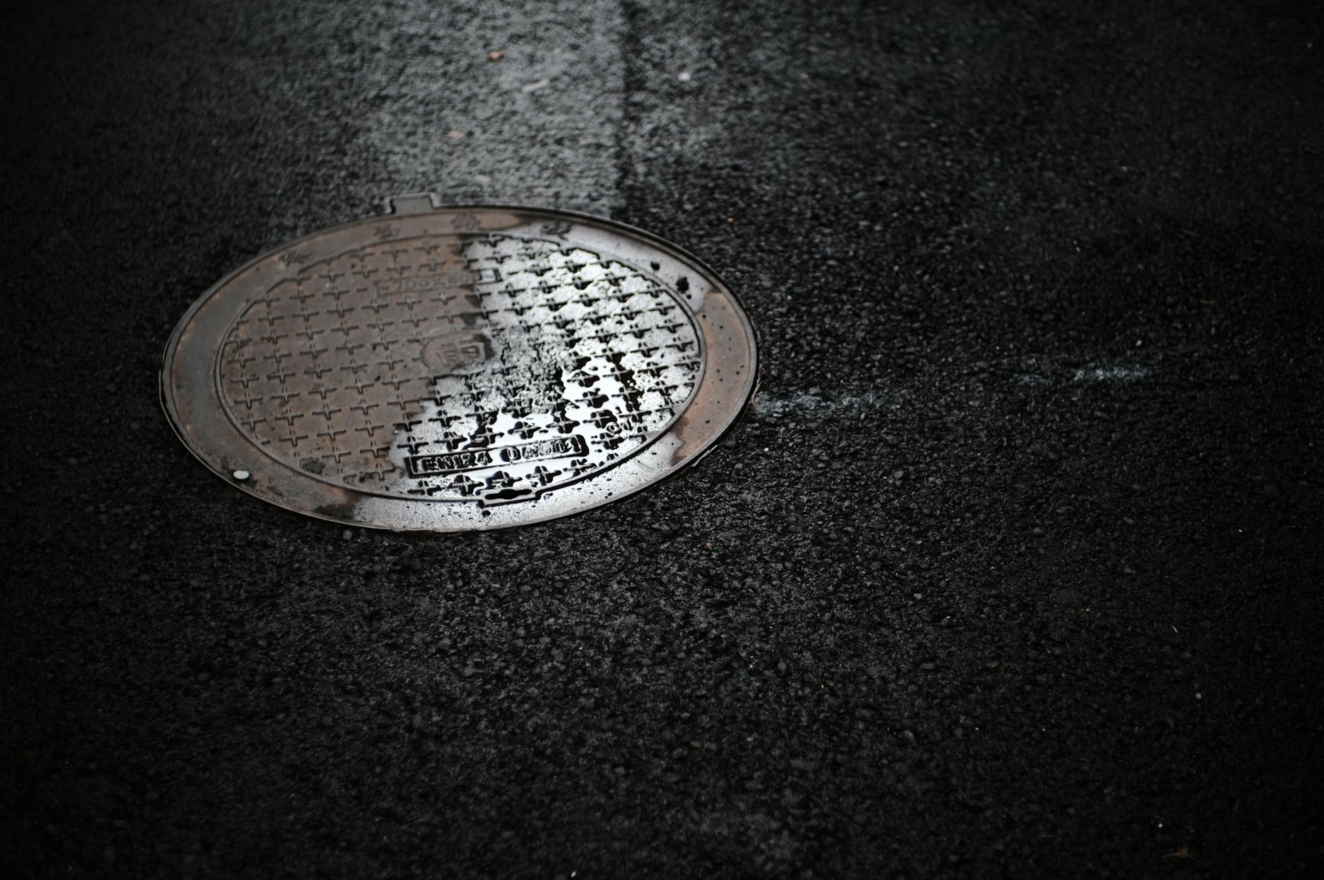 sewer cover in roadway