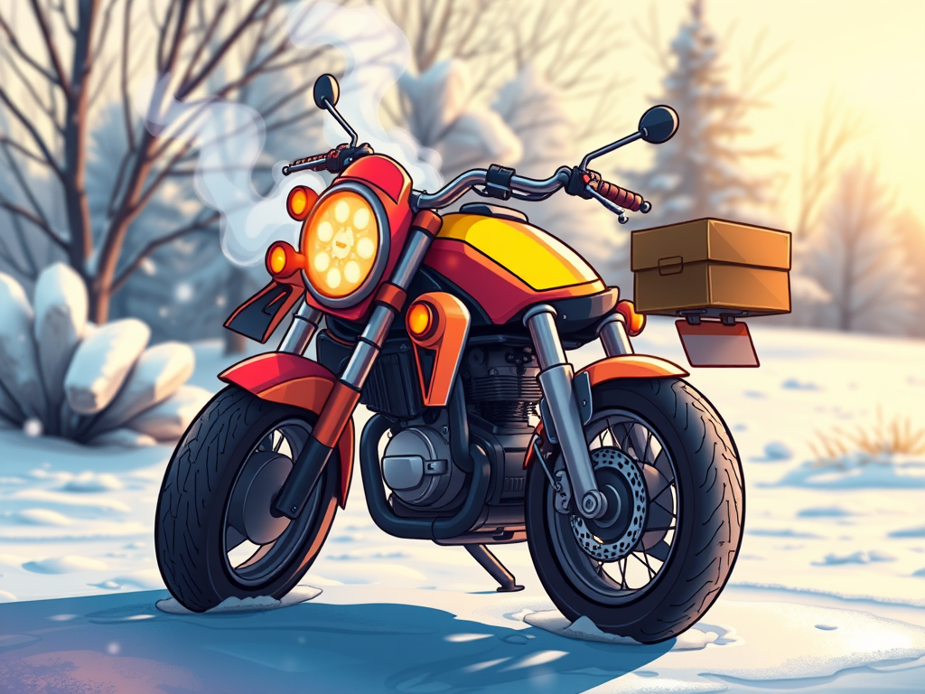 illustrated motorcycle in snow