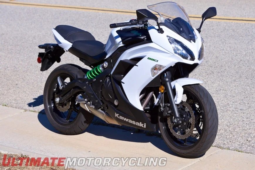 white sports bike Kawasaki Ninja 650